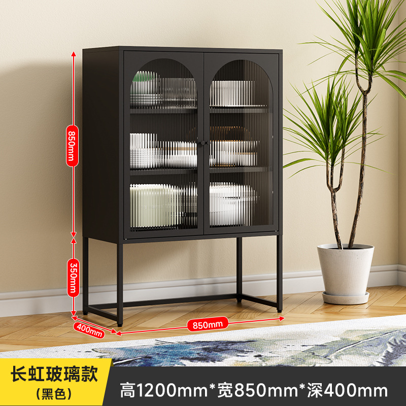 Armoire haute à porte vitrée longue noire