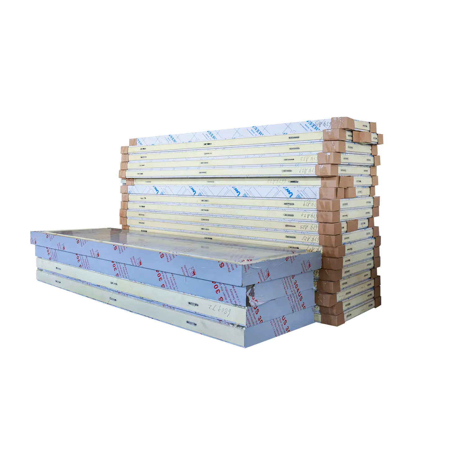 Panel Sandwich tahan api Pu dinding dan atap logam baja warna terisolasi 50-200mm harga pabrik untuk ruang dingin