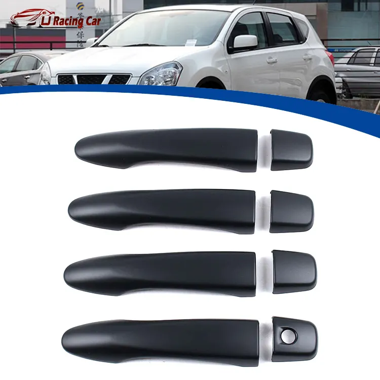 4PCS Fibre de carbone/Noir brillant/Electroplate Poignées de porte de voiture Covers Garniture Protection de cuvette de porte pour Nissan Qashqai 2015