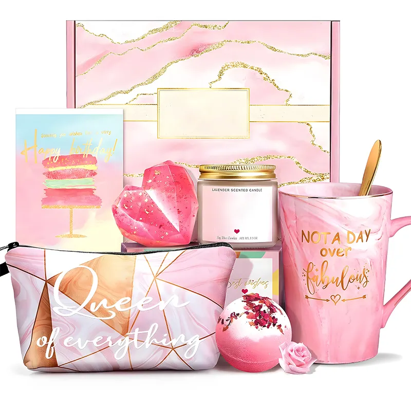 Cadeaux d'anniversaire pour femmes Idées de cadeaux d'anniversaire drôles pour elle Tasse en céramique en marbre Ensemble de tasses de 14 oz Coffret cadeau