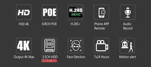 Xmeye VMS 4K 4CH POE NVR for 8MP POE NVR Network Video <strong>Recorder</strong> Audio 4K <strong>Input</strong> <strong>Output</strong> Surveillance Video <strong>Recorder</strong> Face POE NVR - Product Image 5