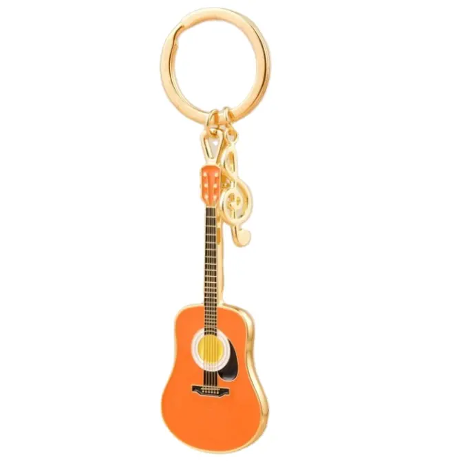 Instrumento De Metal Banda De Música Musical Guitarra Nota Chave Anel Corrente Bar Chaveiro Chaveiro Esmalte Personalizado Chaveiro Presente