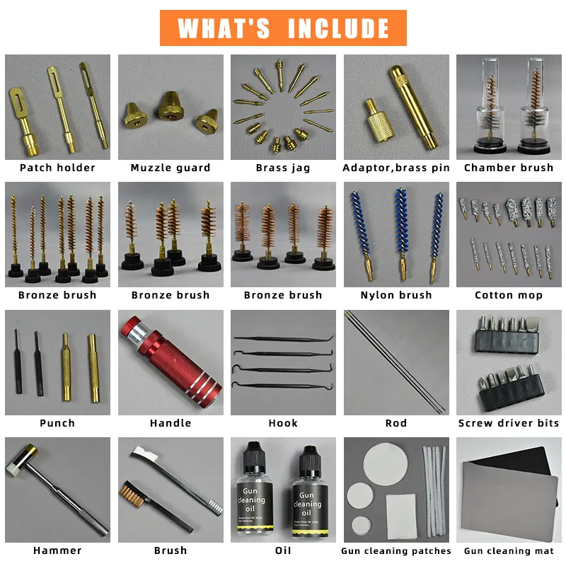 Juego de 27 piezas de accesorios de limpieza integrados universales para Kit de limpieza de pistola