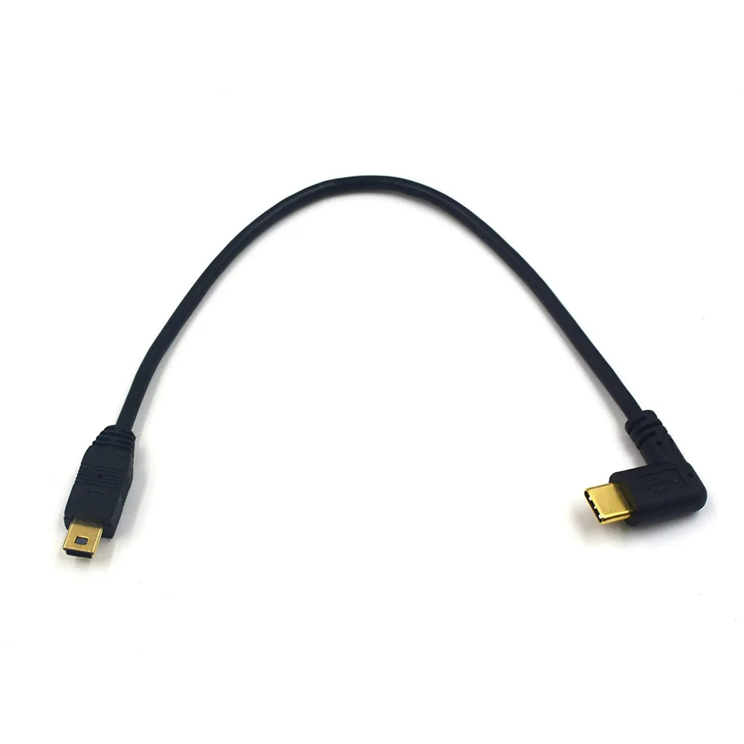 Muestra gratis personalizado de alta velocidad recto USB 2,0 mini macho a ángulo tipo C macho adaptador de datos cable de carga