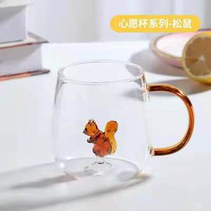 Colored Handle Glass Single-layer Cup <strong>Animal</strong> and Plant 3d Glass Coffee Cup Household Juice Drink Clear Glass Beer <strong>Mug</strong> - Product Image 4
