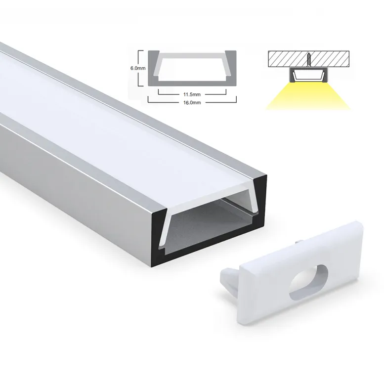 6063 Perfis De Extrusão De Alumínio Fabricante Recesso Side Slide LED Canal Tubo Flexível Led Strip Light Difusor