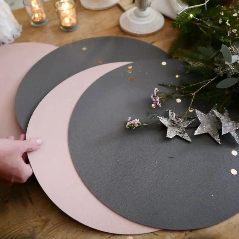 Tovagliette in pelle testurizzata grigio rosa tovaglietta in pelle di lusso tovaglietta natalizia decorazioni per la casa tovaglietta in pelle da pranzo
