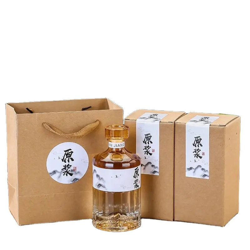 Individuelle Weinflaschen mit Bergboden 250 ml Whisky Brandy Rum Glasflasche Likör Spirituosen Glasflasche für Wodka Gin Whiskey