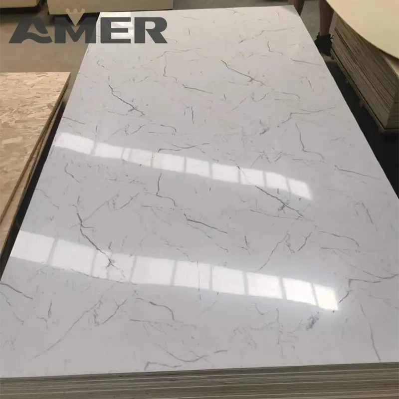 ПВХ Материал Высокий глянцевый УФ-мраморный лист 3 мм ПВХ лист laminas de PVC tipo marmol
