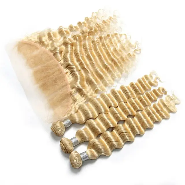 Двойные вытянутые 100% человеческие волосы вьетнамские кудрявые пряди с кутикулой европейские/русские 613 светлые волосы Продавцы