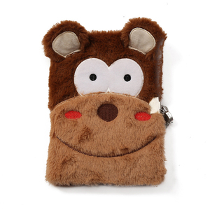 Özel boyut öğrenci çocuklar <span class=keywords><strong>A5</strong></span> yaratıcı sevimli Kawaii hayvan kabarık peluş Mini günlüğü dizüstü ile kilit anahtarı