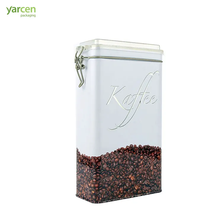 Empty Sealed Coffee Beans Packaging Metal Tin Box With Clear Plastic Lid