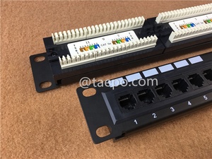 19英寸机架UTP RJ45 1U 2U CAT5E 12ports 24端口48端口网络配线板Cat6，用于局域网电缆应用中的梯形插孔 - Product Image 5