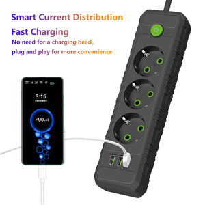 Múltiples opciones de enchufes Zócalo de extensión Puertos de carga USB 3 enchufes de salida con interruptor independiente - Product Image 3