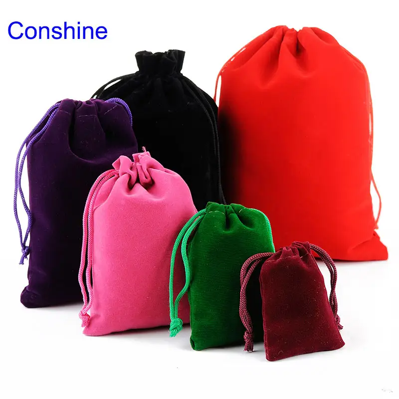 Conshine bolsa de envelope para joias, bolsa personalizada de veludo com botão de envelope