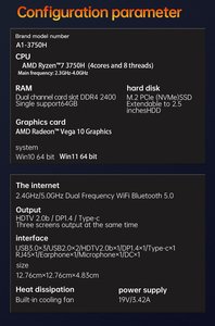 Pequeño AMD Mini PC R7 2700u 3750H 3550H Barebone System Vega 10 Computadora de juegos Win10 Win 11 4K HTPC NVME HD2.0 DP Tipo-C AC WIFI - Product Image 4