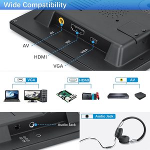 Monitor de 7 "HD y MI VGA, ENTRADA AV, IPS, resolución de 1024x600, pantalla táctil portátil, Control remoto, altavoz incorporado para videojuegos, videovigilancia, PC - Product Image 2