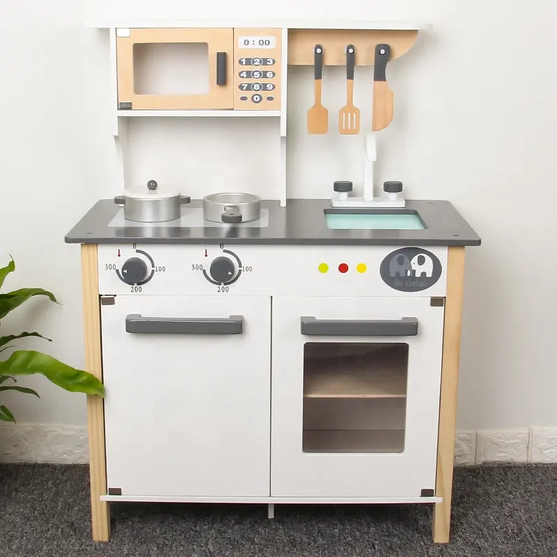 Brinquedos Educativos Cozinha de estilo europeu Simulação Infantil Jogar Sempre em mudança Cozinha Nórdica De Madeira The New Wood 2 Idades + 15kg