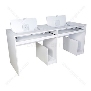 Mesa de madera para laboratorio de computadoras escolares, tablero abatible para computadora, diseño moderno, escritorio para computadora de estudiante con soporte para CPU - Product Image 1
