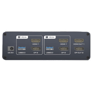 Conmutador KVM HDMI + Displayport 2 monitores 2 ordenadores Conmutador KVM 8K 60Hz Monitor dual para 2 PC Soporte Modo extendido/copia