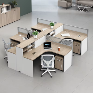Escritorio de ordenador en forma de L Foshan con silla, mesa de oficina moderna Simple y posición del personal, asiento de tarjeta de esquina, Material de madera - Product Image 4