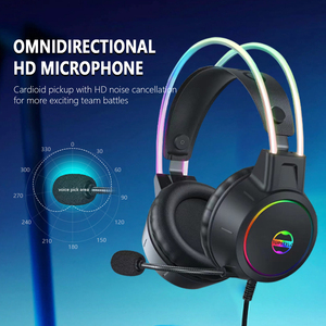 Großhandel RGB beleuchtetes Gaming-Headset Kabel gebundenes verstellbares Stirnband Kristall klares Mikrofon Mehrfarbige LED-Leuchten für PC/Spieler