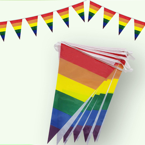 Banderines de cuerda triangular LGBT con bandera de arcoíris personalizada, exhibición del Orgullo Gay hecha de plástico de seda y poliéster de alta calidad - Product Image 5