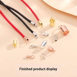 高品质皮革绳头扣925纯银管散装链帽绳帽DIY珠宝制作 - Product Image 6