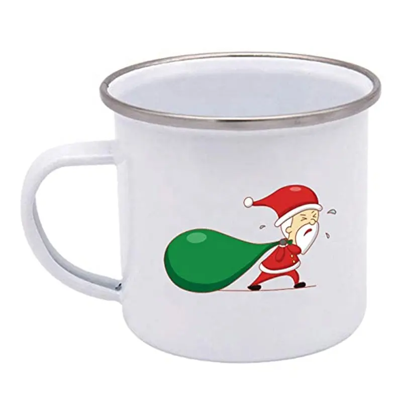 Taza de café espresso, esmalte reutilizable, color blanco, regalo de vacaciones de Navidad