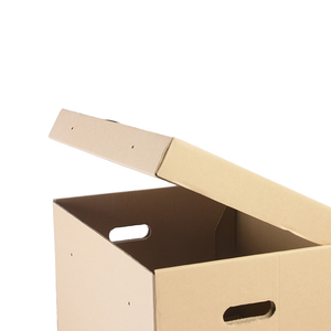 Caja de archivo de almacenamiento de archivos de embalaje de cartón corrugado de concha marrón duradera grande de tamaño personalizado con asa - Product Image 4