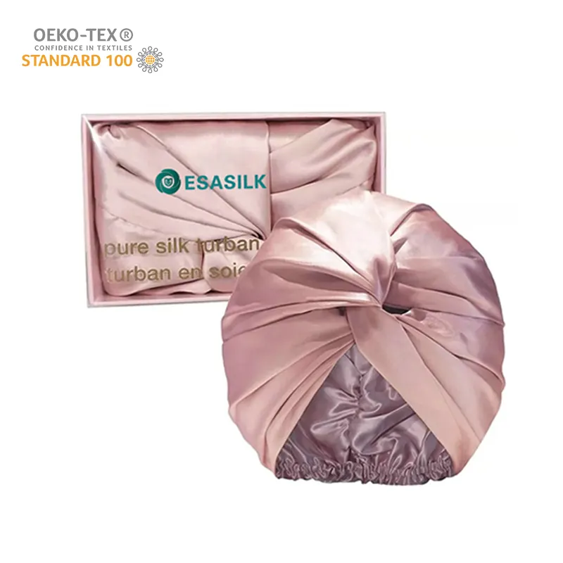 Tùy chỉnh 16 /19/22 momme lụa Turban satin bonnets ngủ dâu lụa tóc nắp ca-pô với biểu tượng tùy chỉnh cho phụ nữ