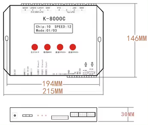 Светодиодный пиксельный контроллер K-8000C оригинальный ws2812 K8000C SPI 1024 пикселей программируемый DMX512 ws2811 SD карта пикселей светодиодный контроллер - Product Image 5