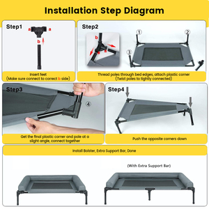 Petdom Draagbaar Dierenbed Met Wasbaar Ademend Mesh Verwijderbare Deken En Slipvoetjes Die Een Verhoogde Hondenmand Koelen - Product Image 5