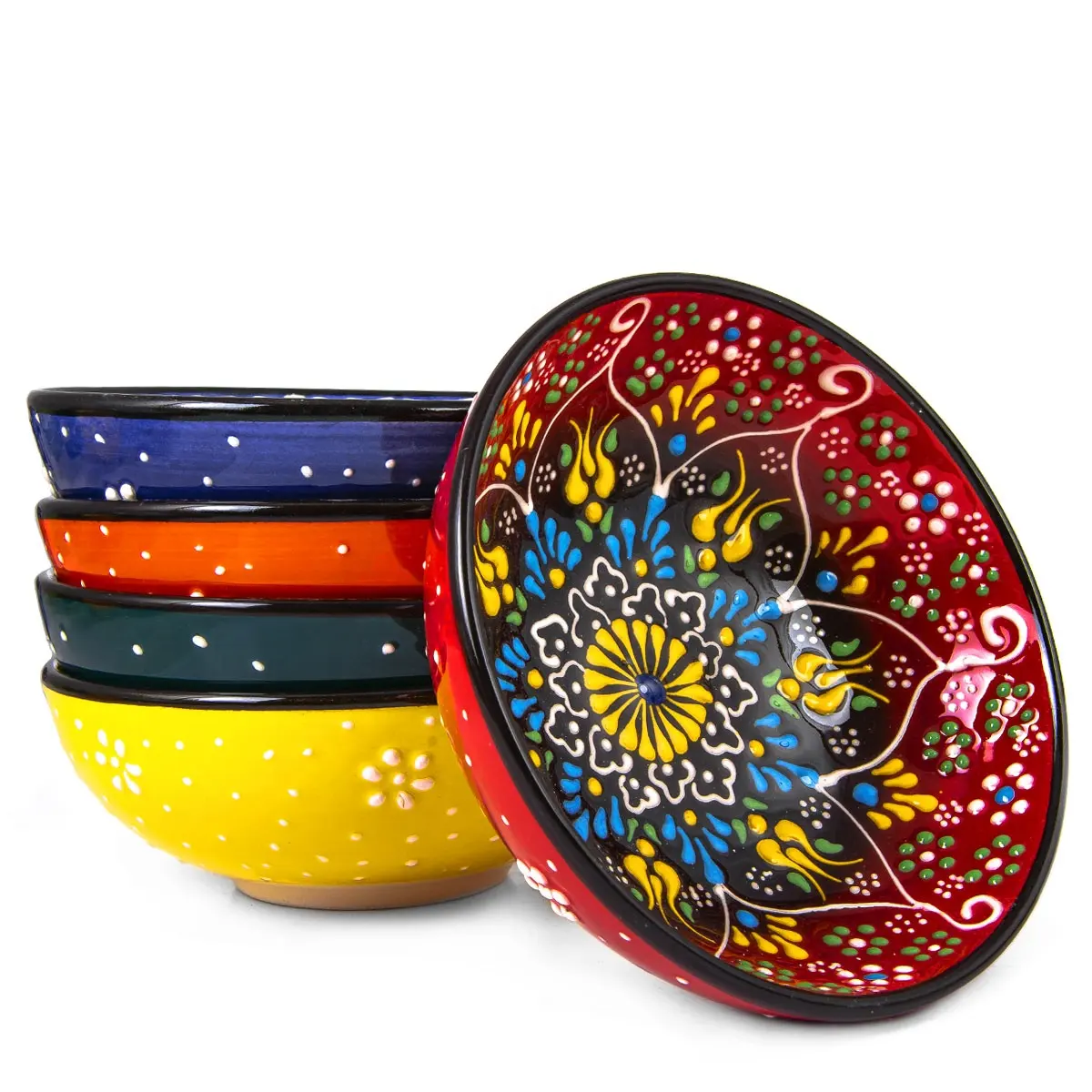 Tigela de cerâmica turca pintada à mão 15 cm