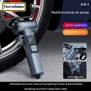 Multi-Functional 150Psi Air Pump Tire Inflator Emergency Tool with Window Breaker and Cutting Knife <strong>Function</strong> - Product Image 2