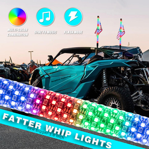 LED照明付きアンテナリモートAPPコントロールATVUTV 1FT 2FT 3FT4FTダンスRGBチェイス安全旗竿脂肪LEDホイップライト - Product Image 2