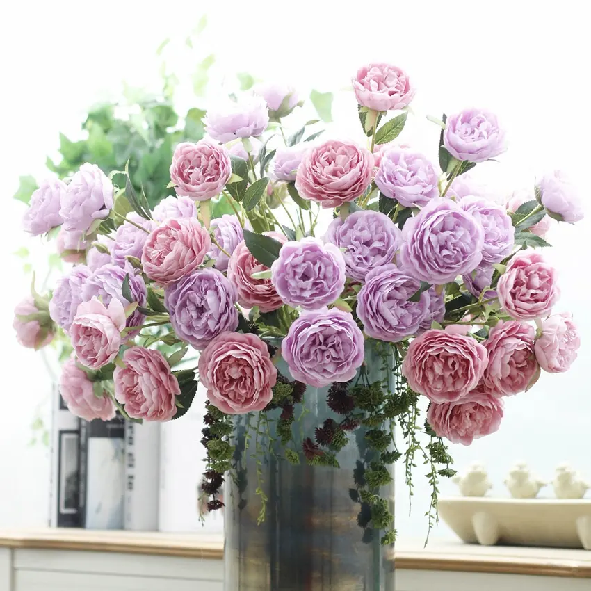 Flor artificial com toque real, peônia chinesa para festas, hotel, casamento, mesa, flores decorativas