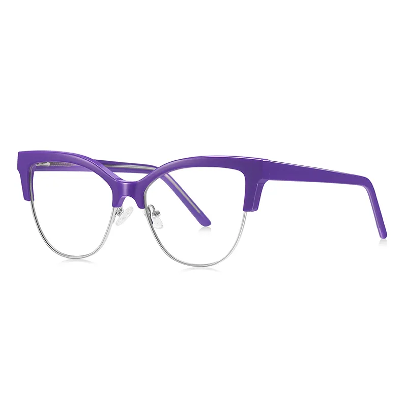 Gafas de línea de cejas de medio borde, montura de gato para mujer, gafas de Metal, gafas ópticas, gafas oftálmicas antiluz azul TR90