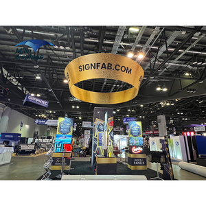 カスタムテーパードサークルハンギングバナーアルミオーバーヘッドハンギングサイントレードショープロモーション広告用