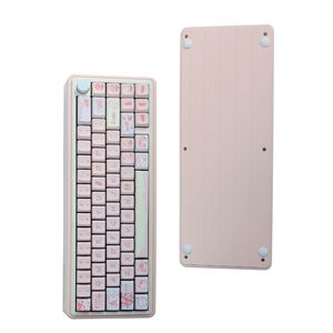 Kit de teclado para juegos de diseño 65% LMK67 RGB teclados inalámbricos tri-modo de intercambio en caliente con perilla multimedia teclados rosas multicolores para niñas - Product Image 3