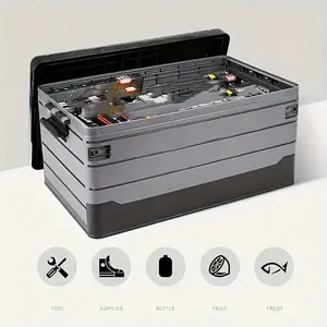 60L đa chức năng lưu trữ ngoài trời hộp & thùng đóng mở hộp lưu trữ nhựa có thể gập lại lưu trữ thùng cho home & Car - Product Image 4