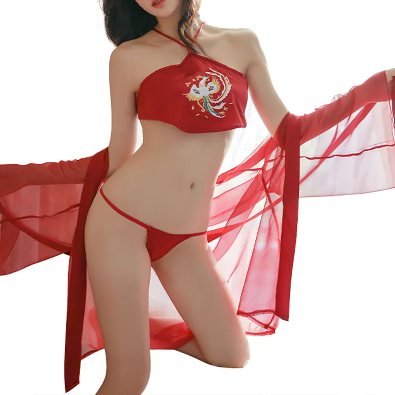Erótico Retro Han Chinês Vestuário Bordado Barriga Bolso Sexy Underwear Role Play Suit China Mulheres Maduras Lingerie Sexo