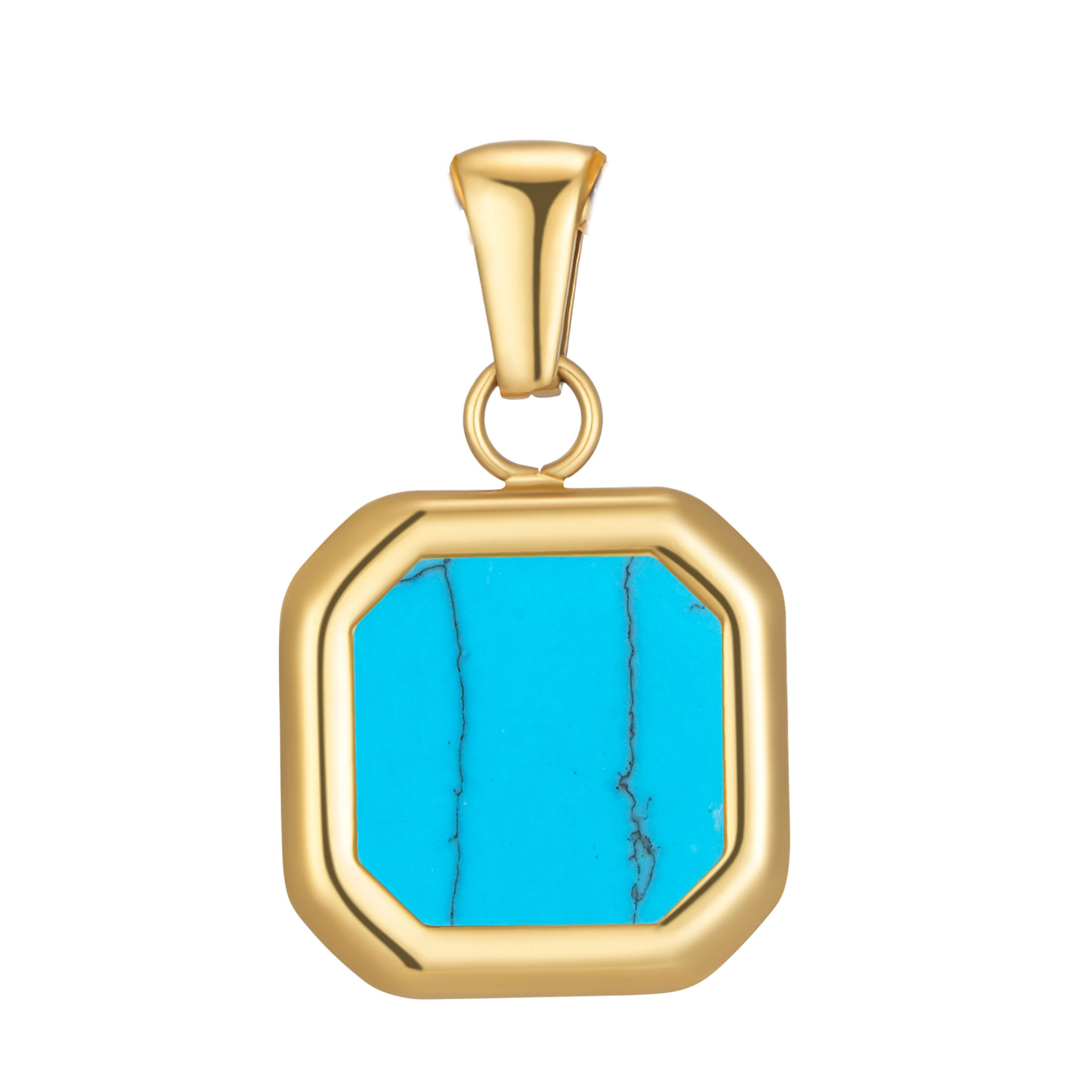 Pendentif turquoise doré