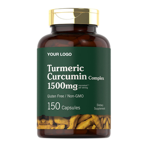 OEM ODM Großhandel Kurkuma Kapseln Schwarzer Pfeffer Curcumin Komplex Kräuter extrakte Unterstützt Herz-Kreislauf-Nahrungs ergänzungs mittel - Product Image 1