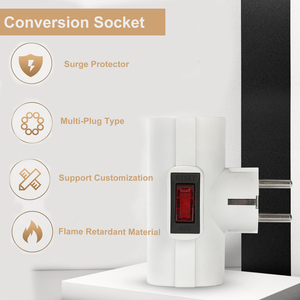 <strong>EU</strong> Standard Power <strong>Adapter</strong> European German Extended 1 to 3 Conversion <strong>Plug</strong> Conversion Socket for Home Office - Product Image 2