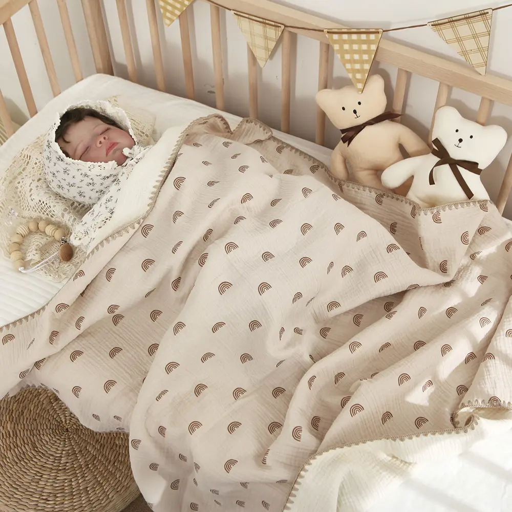 बच्चे को कंबल के लिए बेड 4 परत कपास मलमल लपेटना कंबल बिस्तर सनी शिशुओं सहायक नवजात स्नान तौलिया माँ बच्चों