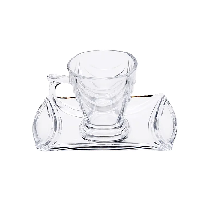 Juego de tazas de cristal para beber, platillo y té para la Oficina y el hogar, diseño elegante