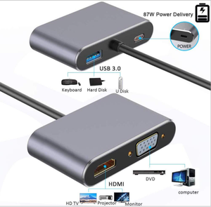 4合1 USB 3.1 Type-C集线器扩展坞适配器转换器McBook，具有4K HDMI USB3.0 PD端口60hz计算机投影仪 - Product Image 3