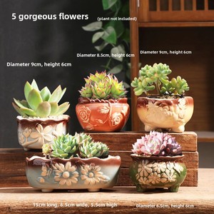 Универсальный керамический цветочный горшок для внутреннего и наружного использования, идеально подходит для суккулентов и растений в стильных цветочных горшках - Product Image 1