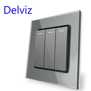 Delviz sertleştirilmiş kristal anahtarı paneli, AC 110V ~ 250V kare 16A güç denetleyicisi, cam 3 Gang 2 yollu Push Button duvar ışık anahtarı - Product Image 1